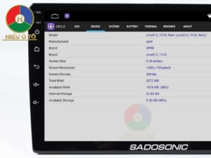 thông số Ram Rom màn android ô tô sadosonic