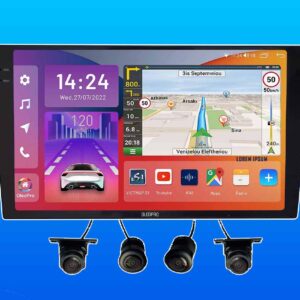 màn hình android oledpro 10inch kèm camera 360